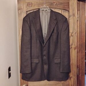 EUC Men's Oscar De La Renta Brown Lambswool Suit/Sport  Jacket 50 Long